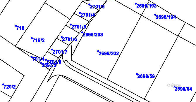 Parcela st. 2698/202 v KÚ Svatobořice, Katastrální mapa