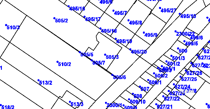 Parcela st. 505/3 v KÚ Svatobořice, Katastrální mapa