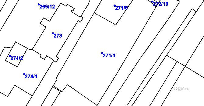 Parcela st. 271/1 v KÚ Svatobořice, Katastrální mapa