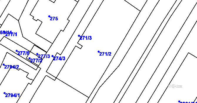 Parcela st. 271/2 v KÚ Svatobořice, Katastrální mapa