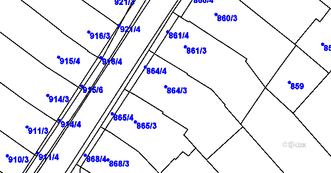 Parcela st. 864/3 v KÚ Svatobořice, Katastrální mapa