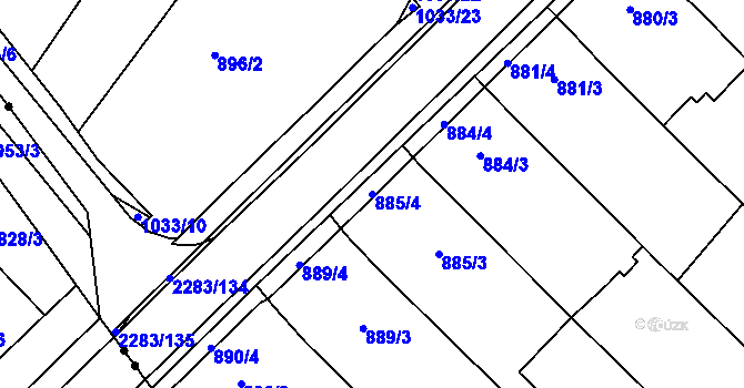 Parcela st. 885/4 v KÚ Svatobořice, Katastrální mapa