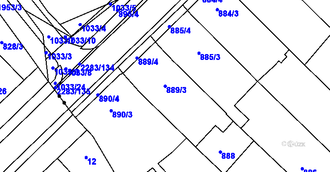 Parcela st. 889/3 v KÚ Svatobořice, Katastrální mapa