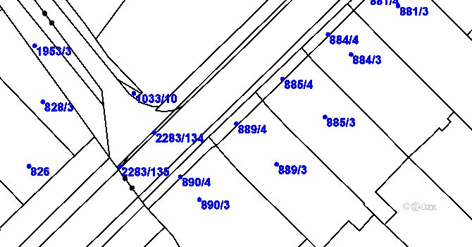 Parcela st. 889/4 v KÚ Svatobořice, Katastrální mapa