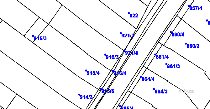 Parcela st. 916/3 v KÚ Svatobořice, Katastrální mapa