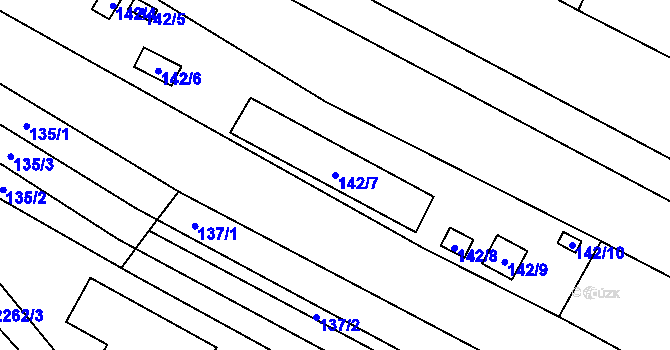 Parcela st. 142/7 v KÚ Svatobořice, Katastrální mapa