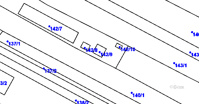 Parcela st. 142/9 v KÚ Svatobořice, Katastrální mapa