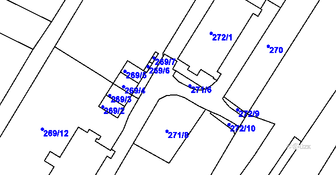 Parcela st. 271/5 v KÚ Svatobořice, Katastrální mapa