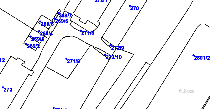 Parcela st. 272/10 v KÚ Svatobořice, Katastrální mapa