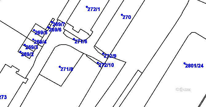 Parcela st. 272/9 v KÚ Svatobořice, Katastrální mapa