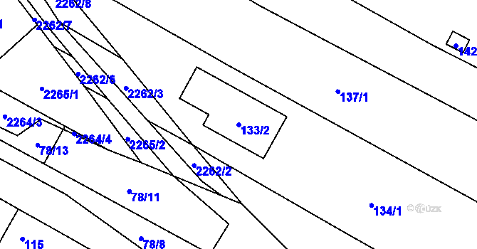 Parcela st. 133/2 v KÚ Svatobořice, Katastrální mapa