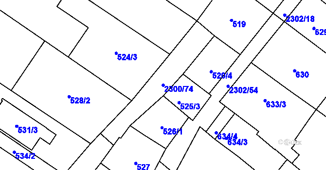 Parcela st. 2300/74 v KÚ Svatobořice, Katastrální mapa