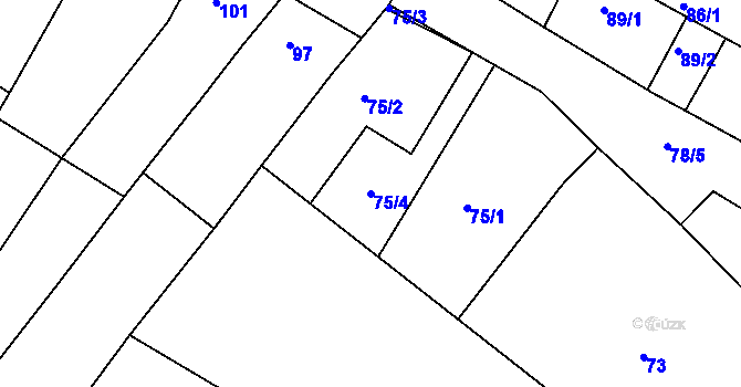 Parcela st. 75/4 v KÚ Svatobořice, Katastrální mapa