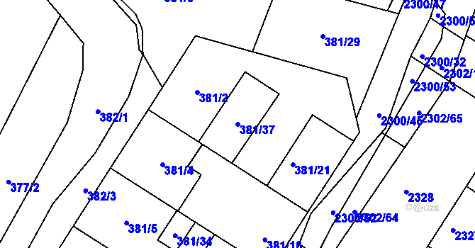 Parcela st. 381/37 v KÚ Svatobořice, Katastrální mapa