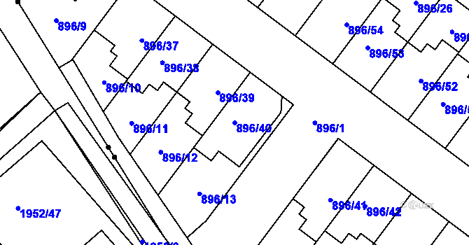 Parcela st. 896/40 v KÚ Svatobořice, Katastrální mapa