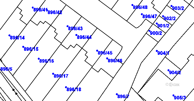 Parcela st. 896/45 v KÚ Svatobořice, Katastrální mapa