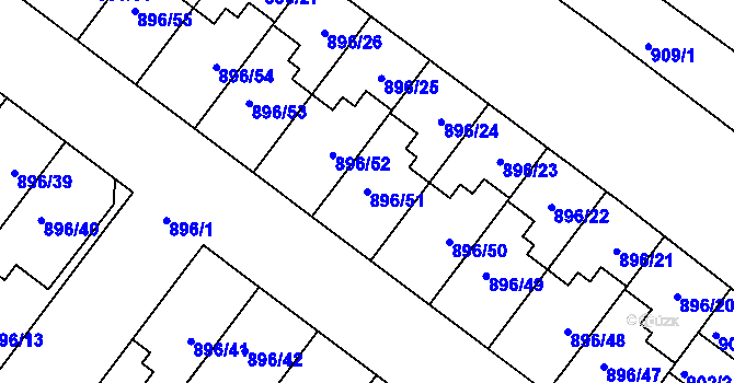Parcela st. 896/51 v KÚ Svatobořice, Katastrální mapa