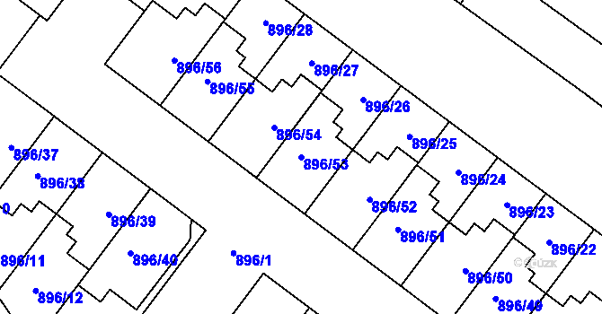 Parcela st. 896/53 v KÚ Svatobořice, Katastrální mapa