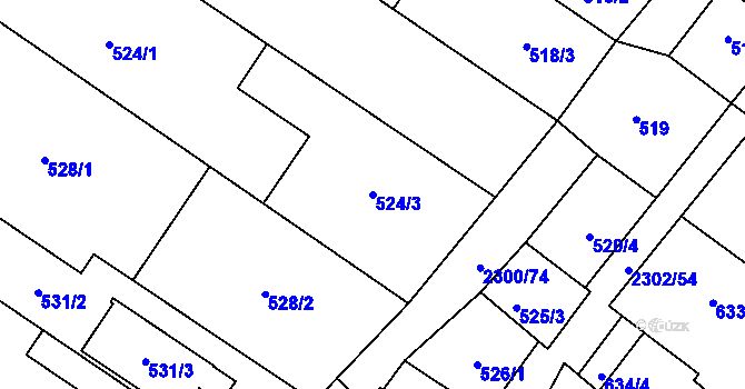 Parcela st. 524/3 v KÚ Svatobořice, Katastrální mapa