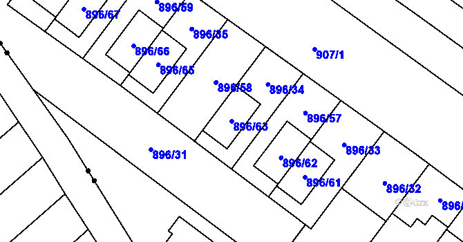 Parcela st. 896/63 v KÚ Svatobořice, Katastrální mapa