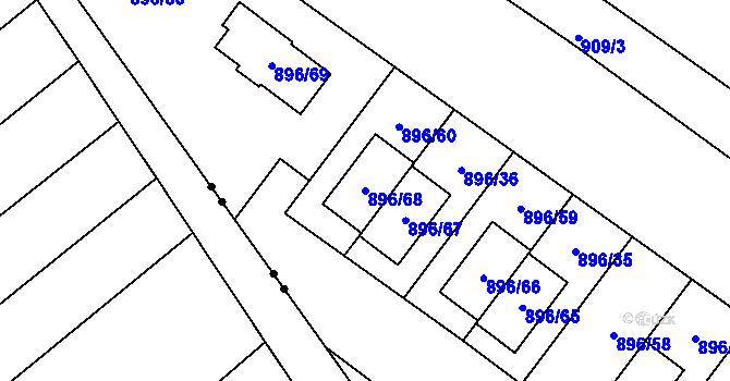 Parcela st. 896/68 v KÚ Svatobořice, Katastrální mapa