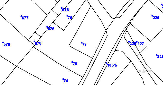 Parcela st. 77 v KÚ Svatoslav u Tišnova, Katastrální mapa