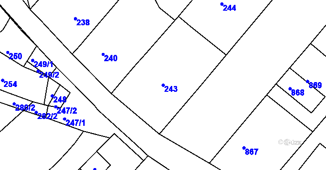 Parcela st. 243 v KÚ Svatoslav u Tišnova, Katastrální mapa