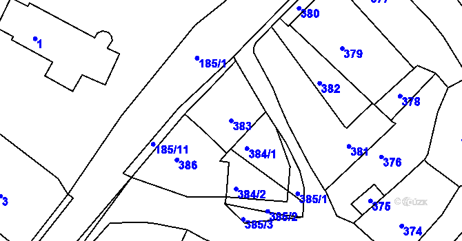 Parcela st. 383 v KÚ Svatoslav u Tišnova, Katastrální mapa