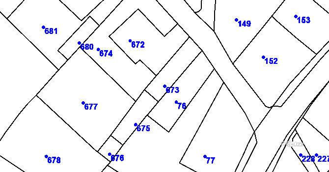 Parcela st. 673 v KÚ Svatoslav u Tišnova, Katastrální mapa