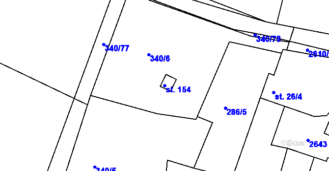 Parcela st. 154 v KÚ Svatoslav u Třebíče, Katastrální mapa