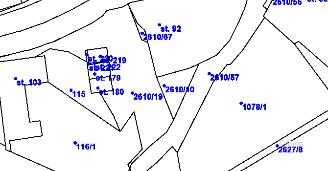 Parcela st. 2610/10 v KÚ Svatoslav u Třebíče, Katastrální mapa