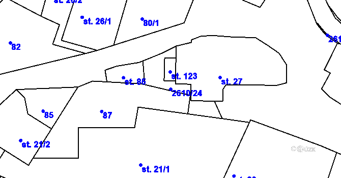 Parcela st. 2610/24 v KÚ Svatoslav u Třebíče, Katastrální mapa