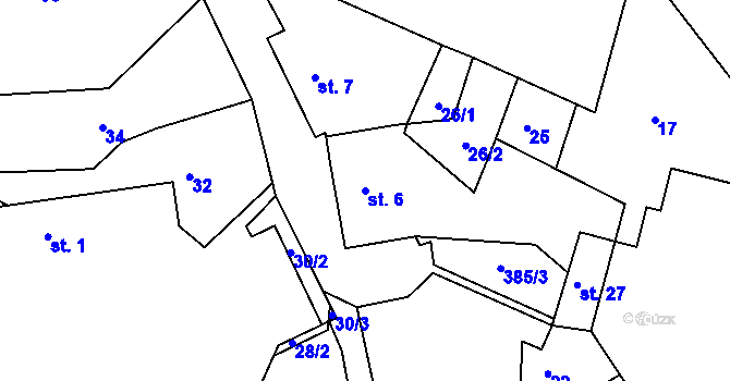 Parcela st. 6 v KÚ Bražná, Katastrální mapa
