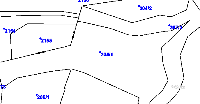 Parcela st. 204/1 v KÚ Bražná, Katastrální mapa