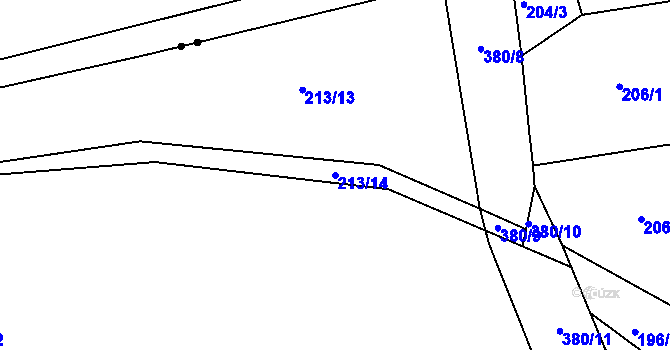 Parcela st. 213/14 v KÚ Bražná, Katastrální mapa