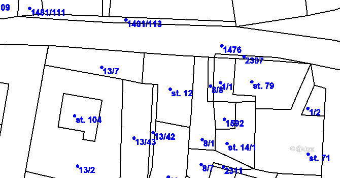 Parcela st. 12 v KÚ Drážkov, Katastrální mapa