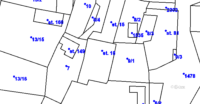 Parcela st. 18 v KÚ Drážkov, Katastrální mapa
