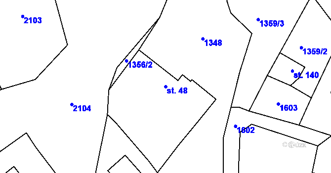 Parcela st. 48 v KÚ Drážkov, Katastrální mapa