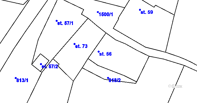 Parcela st. 56 v KÚ Drážkov, Katastrální mapa