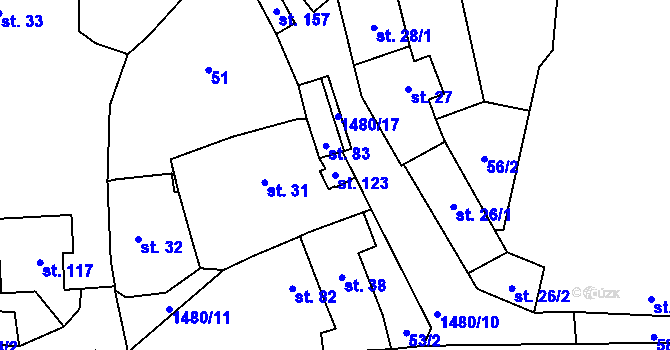 Parcela st. 123 v KÚ Drážkov, Katastrální mapa