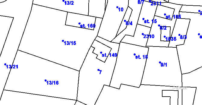 Parcela st. 149 v KÚ Drážkov, Katastrální mapa