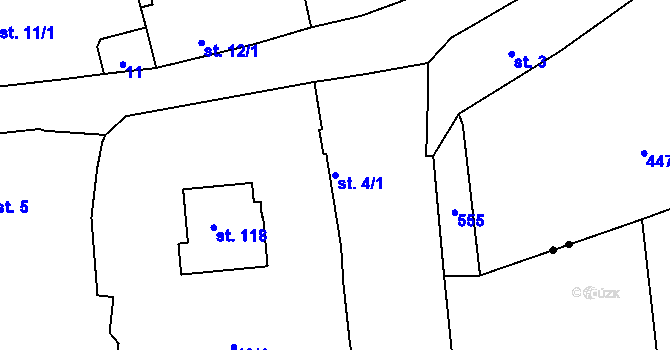 Parcela st. 4/1 v KÚ Hojšín, Katastrální mapa