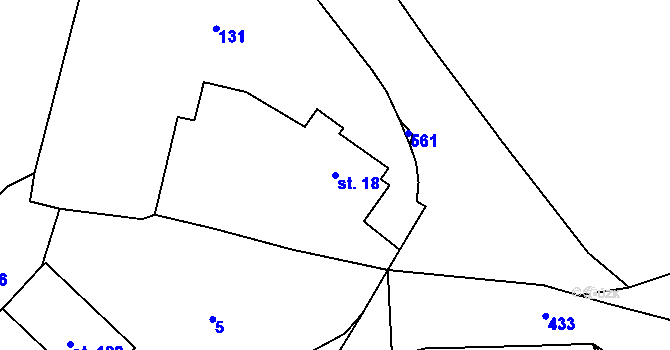 Parcela st. 18 v KÚ Hojšín, Katastrální mapa