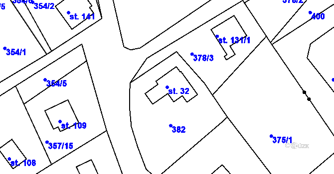Parcela st. 32 v KÚ Hojšín, Katastrální mapa