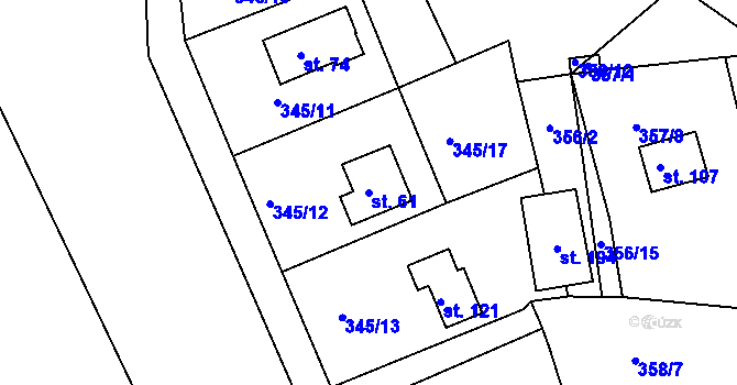 Parcela st. 61 v KÚ Hojšín, Katastrální mapa