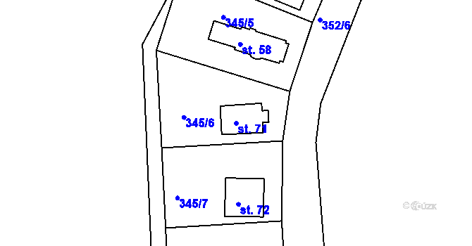 Parcela st. 71 v KÚ Hojšín, Katastrální mapa