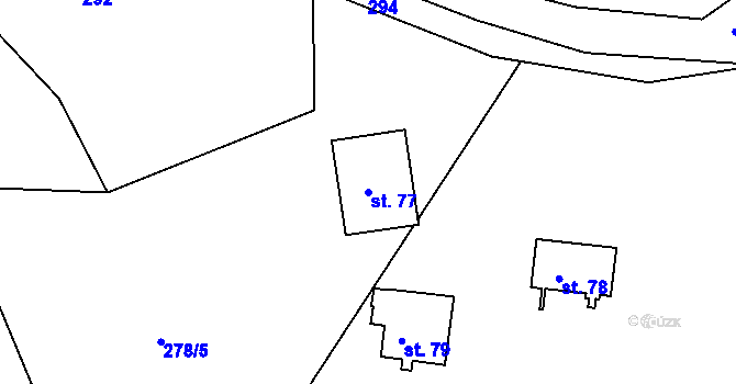 Parcela st. 77 v KÚ Hojšín, Katastrální mapa