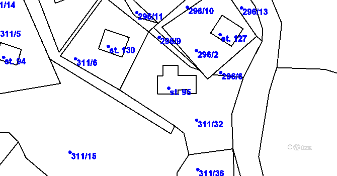 Parcela st. 95 v KÚ Hojšín, Katastrální mapa