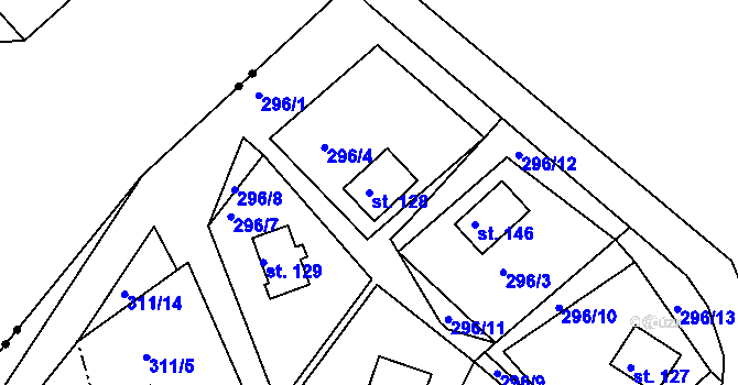 Parcela st. 128 v KÚ Hojšín, Katastrální mapa