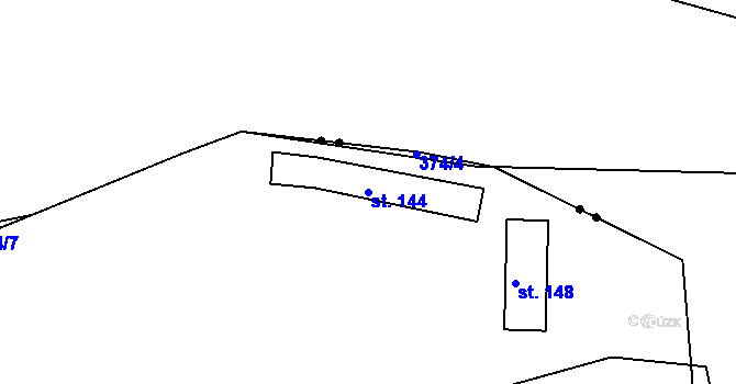 Parcela st. 144 v KÚ Hojšín, Katastrální mapa